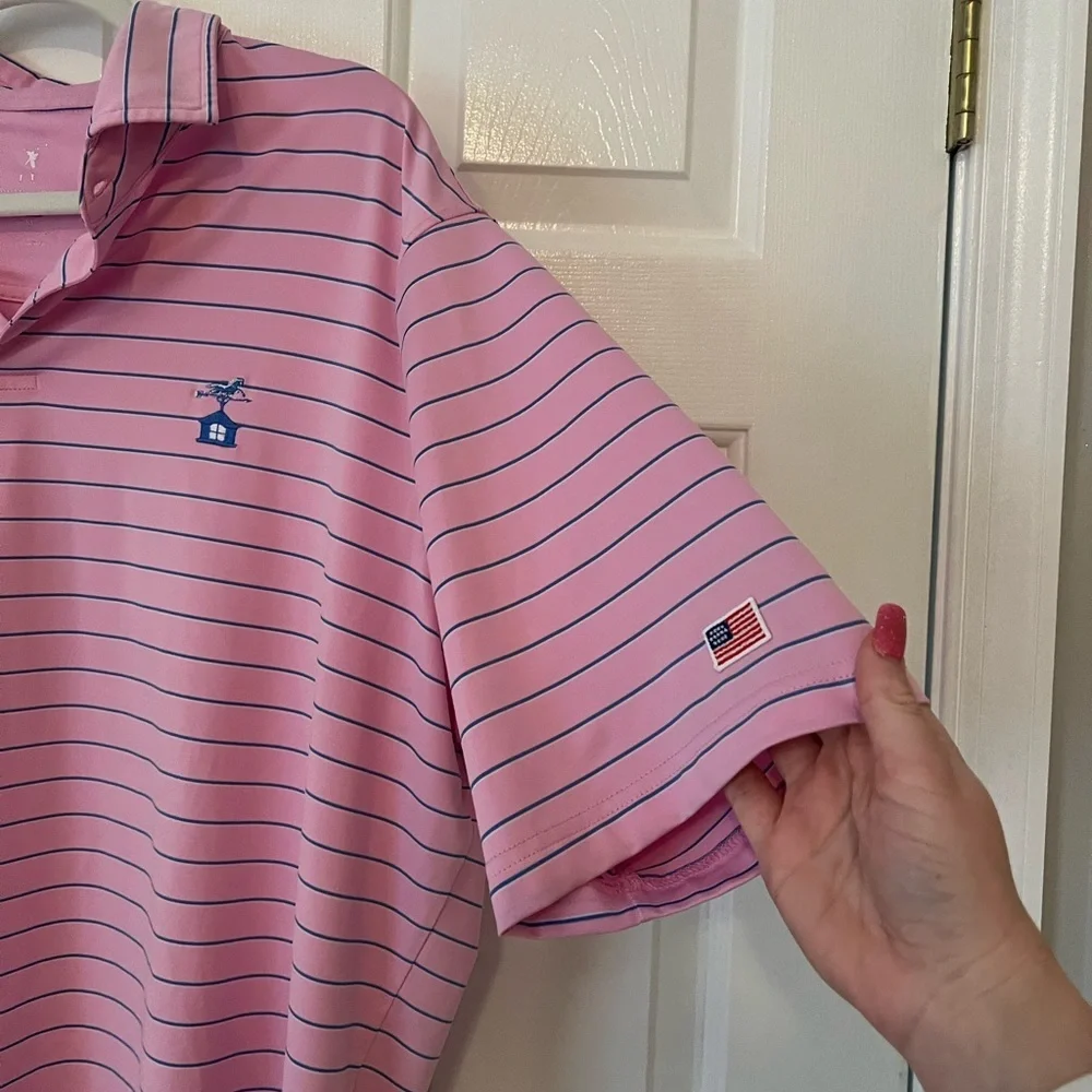 Fairway & Greene Pink Striped Golf Shirt - Picture 3 of 6